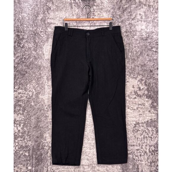 I Love Ugly Pants Large Mens Kobe Crop Black Cotton Linen Textured - Picture 1 of 7